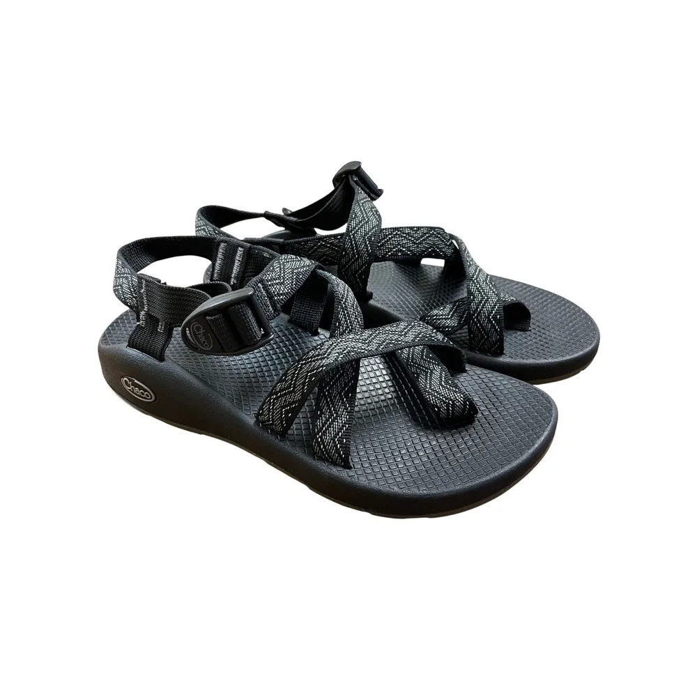 Chaco Z/Cloud 2 Sandals Women 9 Black White Strappy Toe Loop Hiking Gorpcore